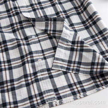 Camisa formal xadrez de algodão xadrez masculino